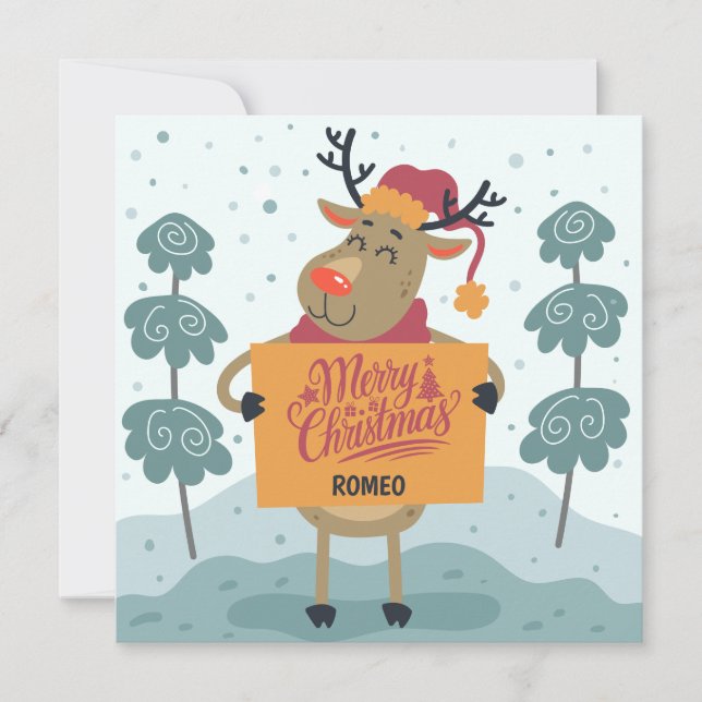 Cheeky Reindeer Christmas Greeting Card Kort (Framsida)