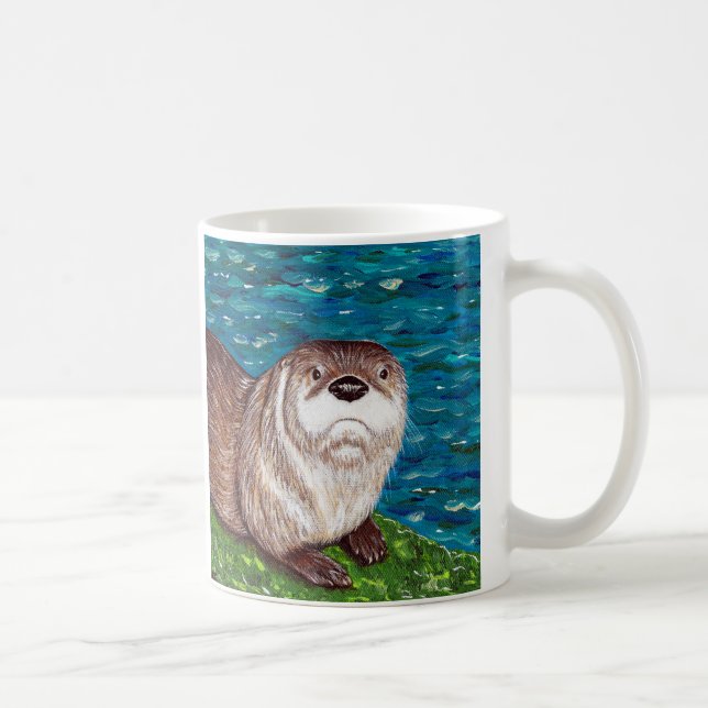 Cheeky River Otter-målning Kaffemugg (Höger)