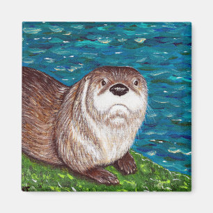 Cheeky River Otter-målning Magnet
