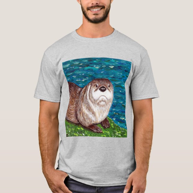 Cheeky River Otter-målning T Shirt (Framsida)