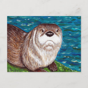 Cheeky River Otter-målning Vykort