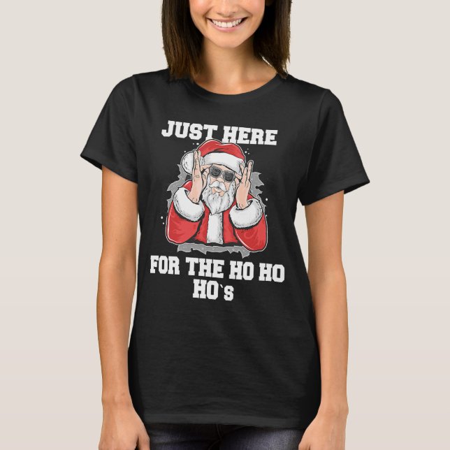 Cheeky Santa Just här för Ho Ho's Ord Game T Shirt (Framsida)