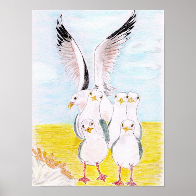 Cheeky Sea gulls  Poster (Framsidan)