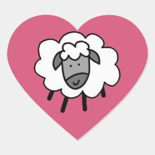 Cheeky Sheep Hjärtformat Klistermärke