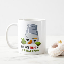 Cheeky Snowman Bucket Head I'm on Thin Ice Humor Kaffemugg