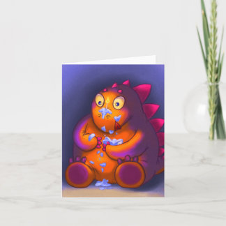 Cheeky Stegosaurus Eating Cake Birthday Card Tack Kort