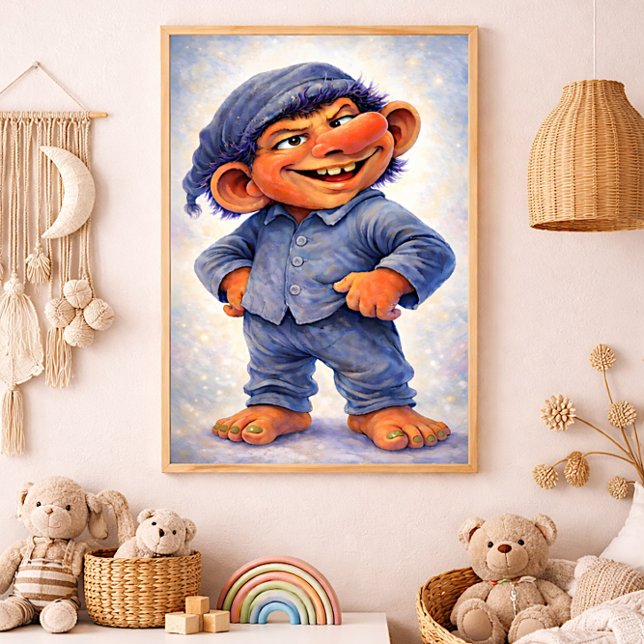 Cheeky Woodland Troll Boy Cozy Fairytale  Fototryck (Skapare uppladdad)