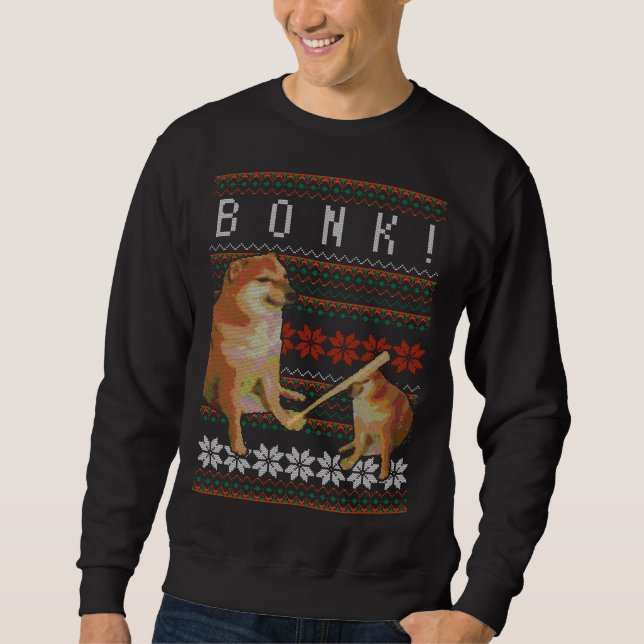 Cheems Bonk Ugly jul Sweater Doge Meme Desig Lång Ärmad Tröja (Framsida)