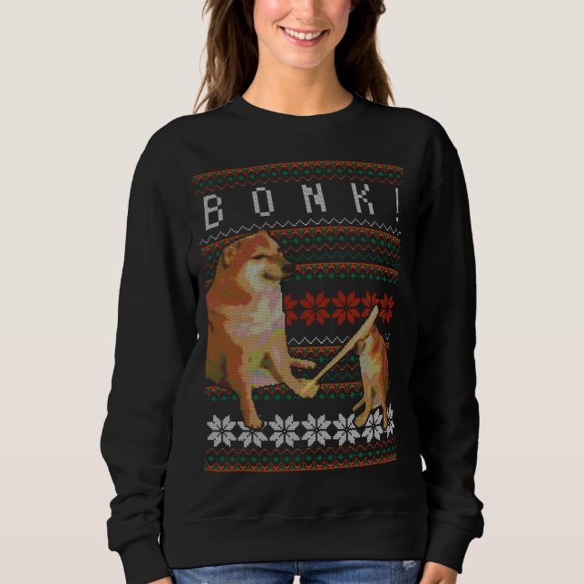 Cheems Bonk Ugly jul Sweater Doge Meme Desig T Shirt (Framsida)