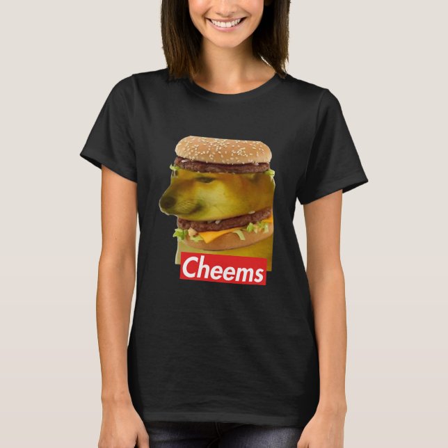 Cheems Cheemsburbger Ironic Doge Meme T Shirt (Framsida)