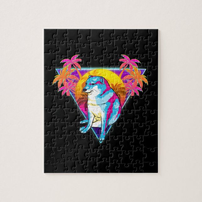 Cheems Hund Funny Shiba Inu Dank Meme 80s Vaporwav Pussel (Vertikal)