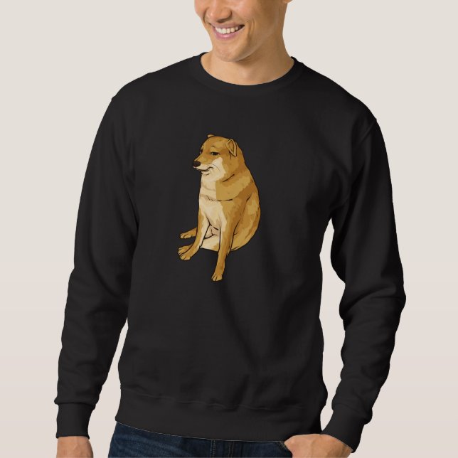 Cheems Hund Funny Shiba Inu Dank Meme Pullover Lång Ärmad Tröja (Framsida)