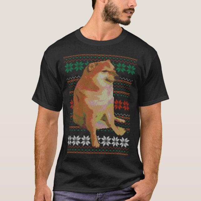 Cheems Ugly jul Sweater Doge Meme Design T Shirt (Framsida)