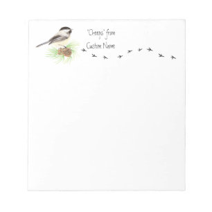 "Cheeps from Custom Name" Chickadee, Bird Tracks Anteckningsblock