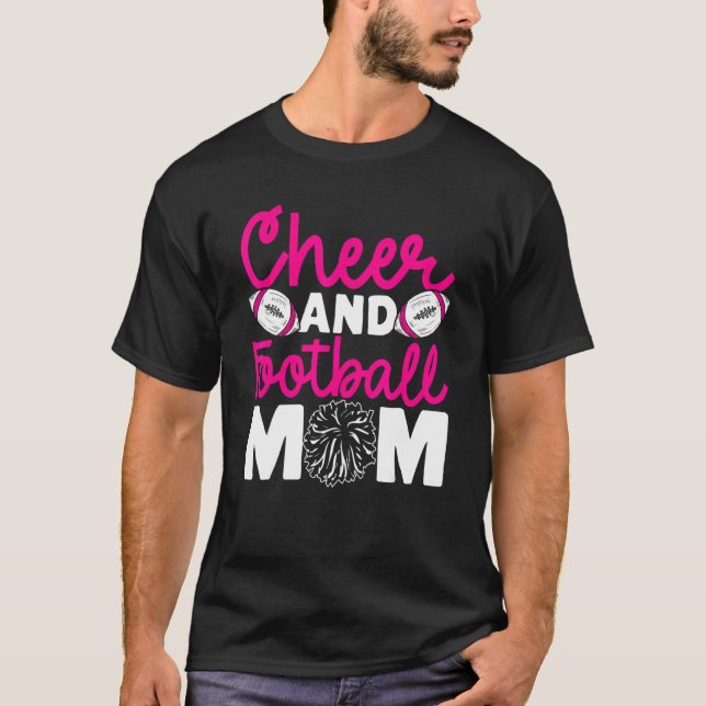 Cheer and Football Mom Cheer Mom Of Both Football  T Shirt (Framsida)