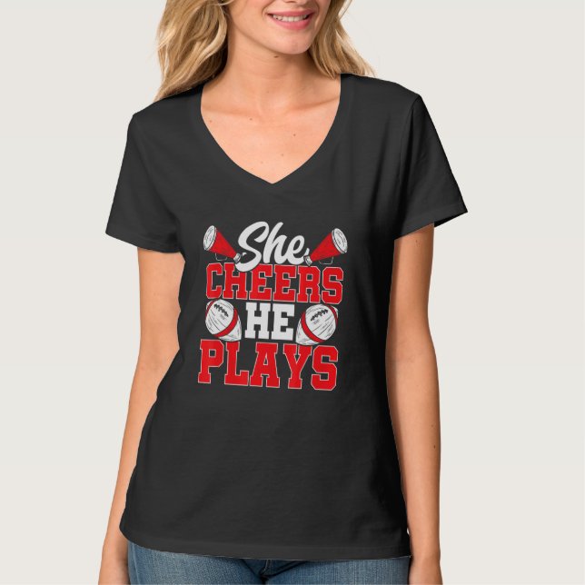 Cheer and Football Mom Cheer Mom Of Both Football  T Shirt (Framsida)