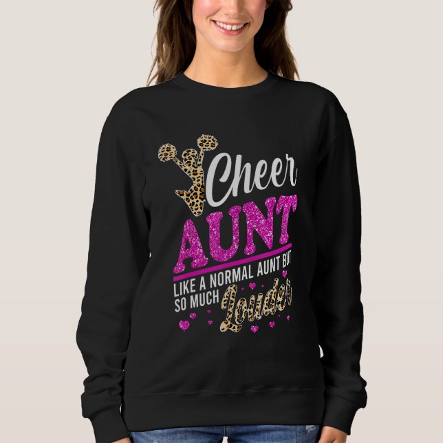 Cheer Aunt Biggest Fan Leopard Print And Pom Pom T Shirt (Framsida)