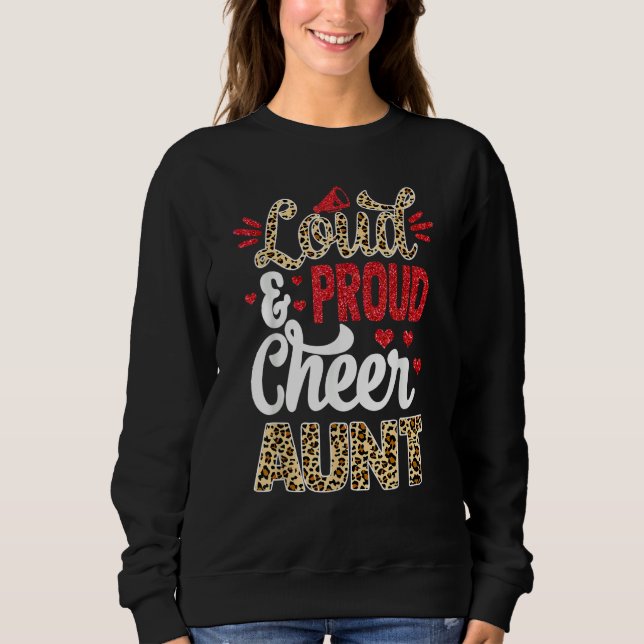 Cheer Aunt Biggest Fan Leopard Print And Pom Pom T Shirt (Framsida)
