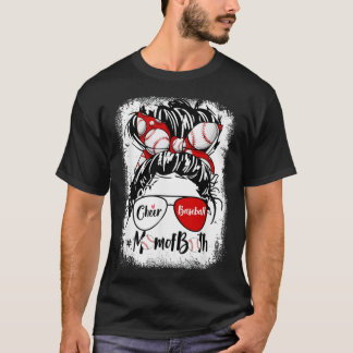 Cheer Baseball Mamma, båda Messy Bun Hair-glasen  T Shirt