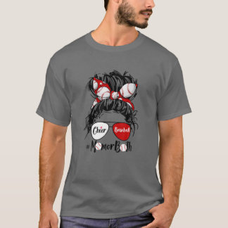 Cheer Baseball Mamma, båda Messy Hair Bun-glasen T Shirt