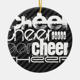 Cheer; Black & Mörk Grått Rand Julgransprydnad Keramik