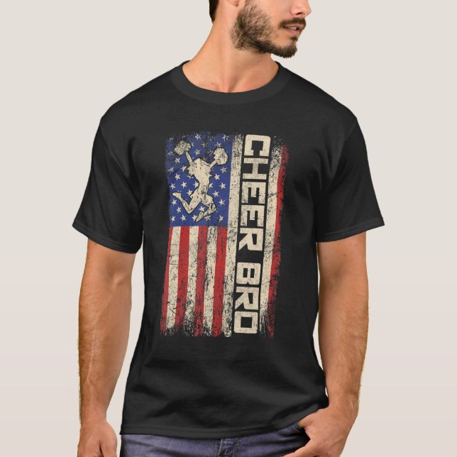 Cheer Bro CheerLedare Brother American US Flagga T Shirt (Framsida)