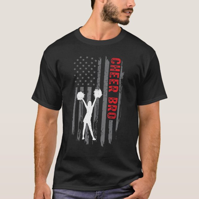 Cheer Bro US Flagga CheerLeader Brother T Shirt (Framsida)