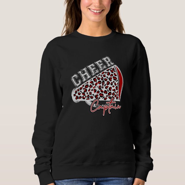 Cheer CAPTAIN Leopard Cheetah Megaphone Maroon Tre T Shirt (Framsida)