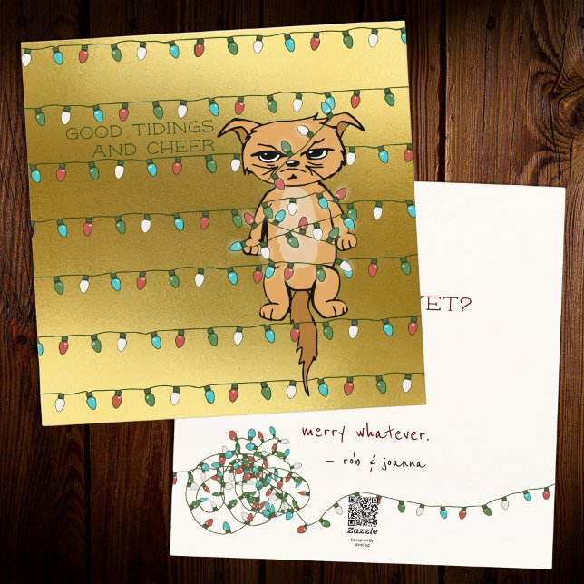 Cheer Cat; Funny Tangled Kattunge i Julafton Ljus  Julkort (Skapare uppladdad)