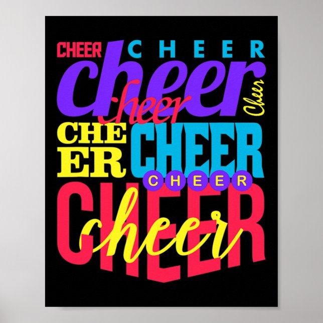 Cheer Cheerleading Cheerleader Typografi Collage  Poster (Framsidan)
