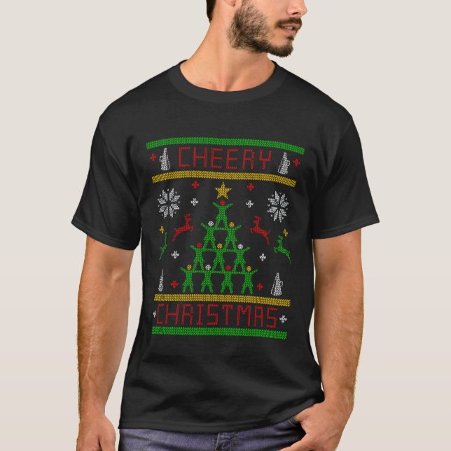 Cheer CheerLealy God jul T Shirt (Framsida)