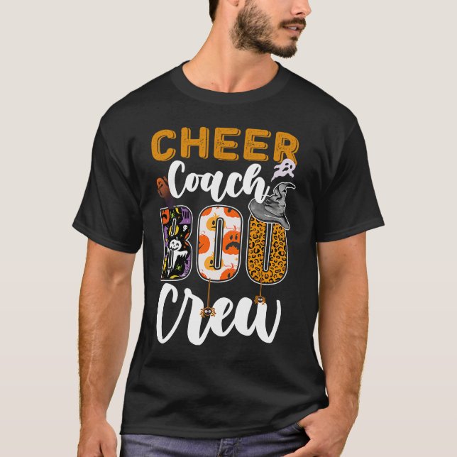 Cheer Coach Boo Crew Ghost Cheerleader Halloween M T Shirt (Framsida)