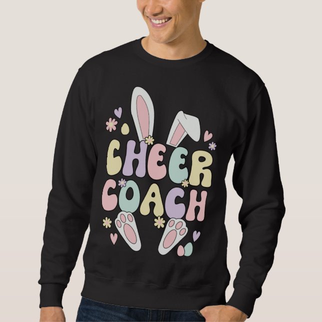 Cheer Coach Easter Bunny Cheerleading Coach Easter Lång Ärmad Tröja (Framsida)