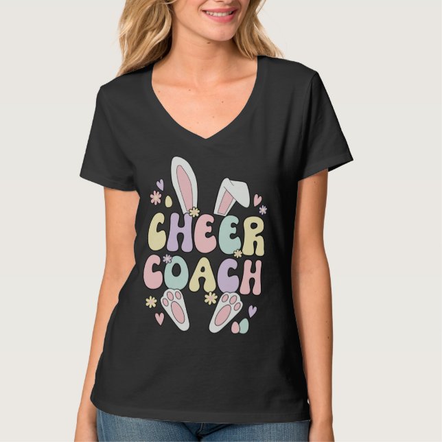Cheer Coach Easter Bunny Cheerleading Coach Easter T Shirt (Framsida)