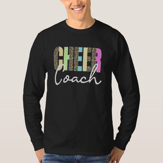 Cheer Coach Leopard Cheerleading Cute Cheer Coach T Shirt (Framsida)