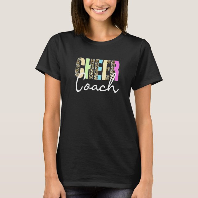Cheer Coach Leopard Cheerleading Cute Cheer Coach  T Shirt (Framsida)