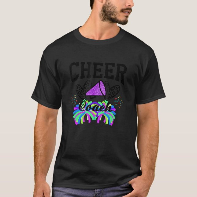 Cheer Coach Leopard Cheerleading Cute Cheer For Co T Shirt (Framsida)