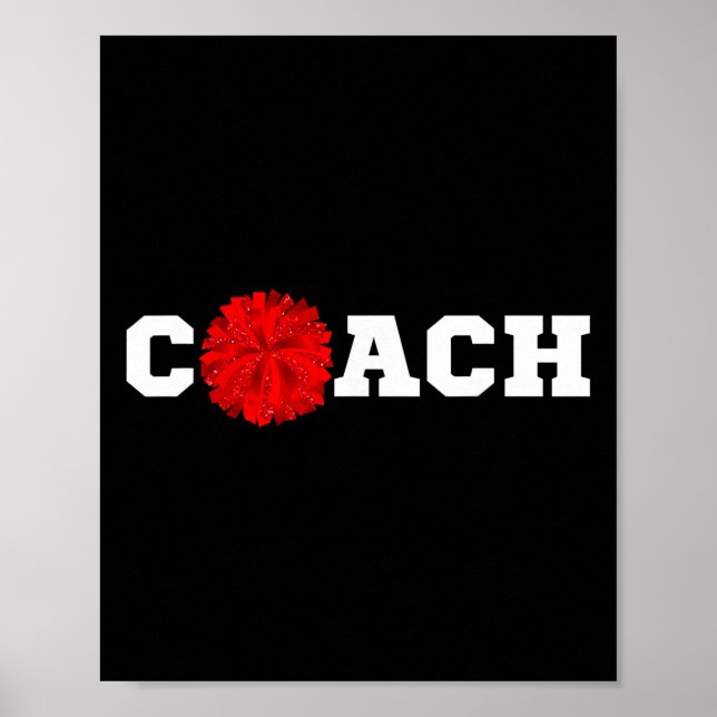 Cheer Coach Present Cheerleading Cheerleader Röd P Poster (Framsidan)