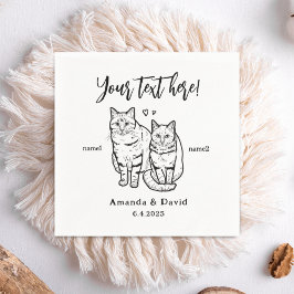 Cheer Cute 2 Cats Teckning Personlig Pet Pappersservett