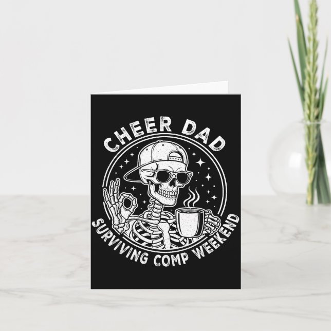 Cheer Dad Surviving Comp Weekend Skeleton Coffee F Kort (Framsida)