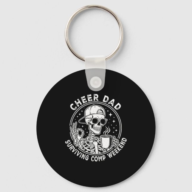 Cheer Dad Surviving Comp Weekend Skeleton Coffee F Nyckelring (Framsida)