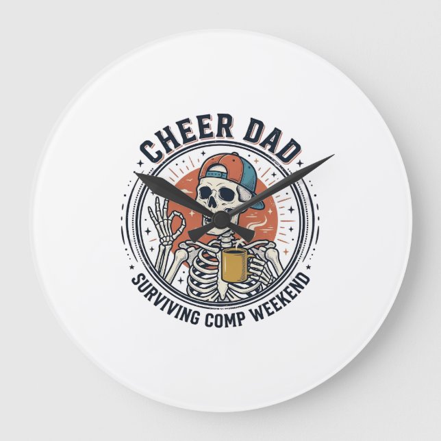Cheer Dad Surviving Comp Weekend Skeleton Shirt_1 Stor Klocka (Framsida)