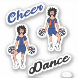 Cheer Dance Pom Stickers (blå Orange) Klistermärken