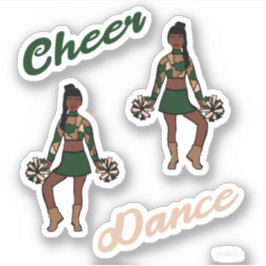 Cheer Dance Pom Stickers (Grönt Camo) Klistermärken