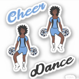 Cheer Dance Pom Stickers (Periwinkle Black) Klistermärken