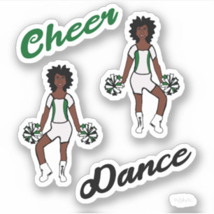Cheer Dance Pom Stickers (vit Grönt) Klistermärken