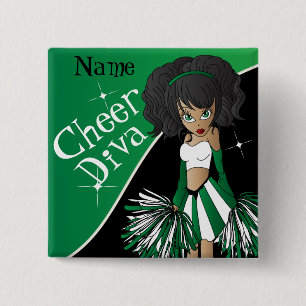 Cheer Diva Cheerleader DIY Namn Grönt Knapp