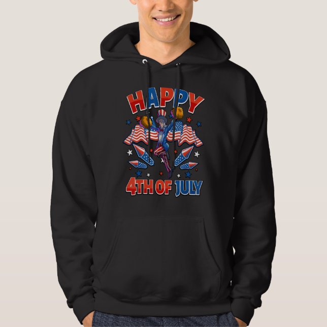 Cheer farbror Sam 4:e juli Flickor American F Hoodie (Framsida)