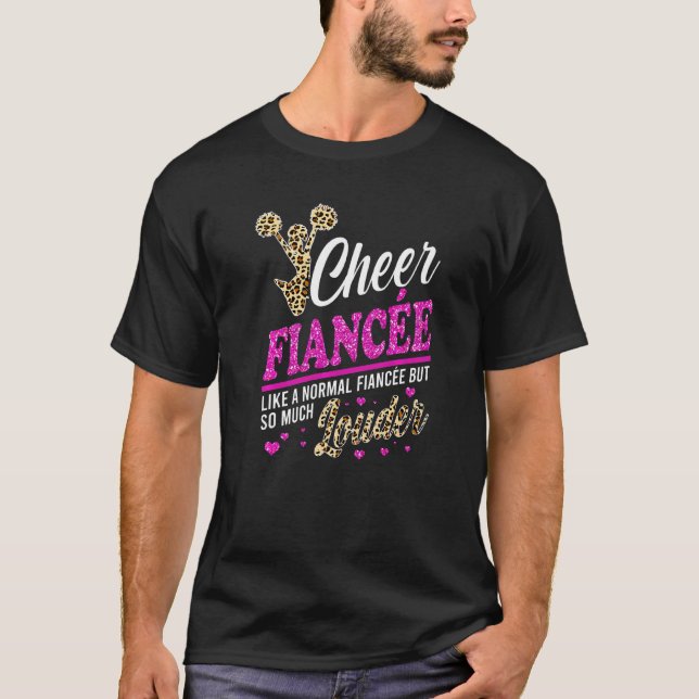 Cheer Fiancée Biggest Fläkt Leopard Print and Pom  T Shirt (Framsida)