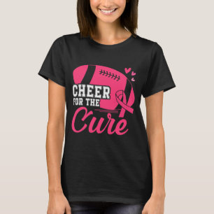 Cheer för Rosa Ribbon Football Breast T Shirt